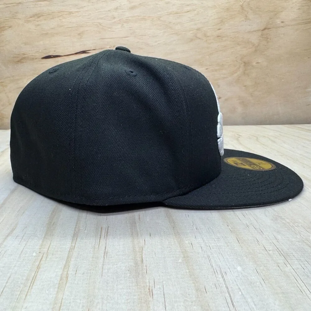 NEW Utah Jazz New Era Black 59FIFTY Fitted Hat Cap Black White sz 7 3/4